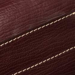 Carolina Herrera Burgundy Leather Flap Top Handle Bag