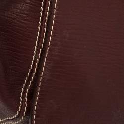 Carolina Herrera Burgundy Leather Flap Top Handle Bag