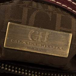 Carolina Herrera Burgundy Leather Flap Top Handle Bag