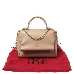 Pre Owned Carolina Herrera Beige Leather Mini Minuetto Top Handle Bag