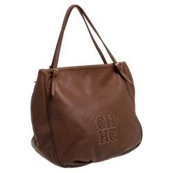 Pre Owned Carolina Herrera Brown Leather Hobo