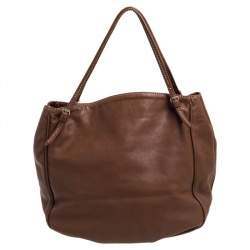 Pre Owned Carolina Herrera Brown Leather Hobo