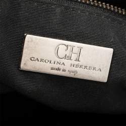 Pre Owned Carolina Herrera Black Quilted Leather Crystal Embellished Chain Tote