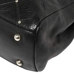 Pre Owned Carolina Herrera Black Quilted Leather Crystal Embellished Chain Tote