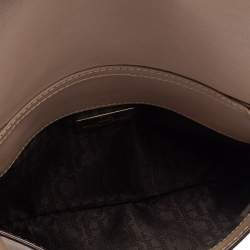 Pre Owned Carolina Herrera Beige Perforated Logo Leather Flap Tassel Shoulder Bag