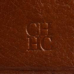 Pre Owned Carolina Herrera Brown Monogram Leather Continental Wallet