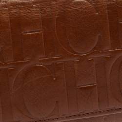 Pre Owned Carolina Herrera Brown Monogram Leather Continental Wallet
