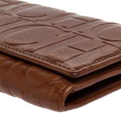 Pre Owned Carolina Herrera Brown Monogram Leather Continental Wallet