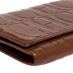 Pre Owned Carolina Herrera Brown Monogram Leather Continental Wallet