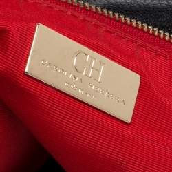 Pre Owned Carolina Herrera Black Leather Zip Satchel 