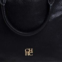Pre Owned Carolina Herrera Black Leather Zip Satchel 