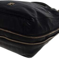 Pre Owned Carolina Herrera Black Leather Zip Satchel 