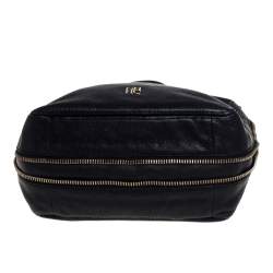 Pre Owned Carolina Herrera Black Leather Zip Satchel 