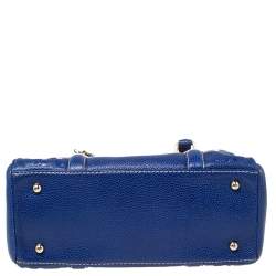 Pre Owned Carolina Herrera Blue Monogram Leather Matteo Tote