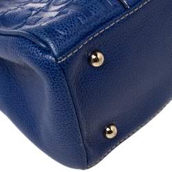 Pre Owned Carolina Herrera Blue Monogram Leather Matteo Tote