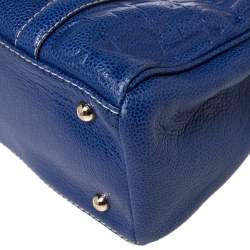 Pre Owned Carolina Herrera Blue Monogram Leather Matteo Tote