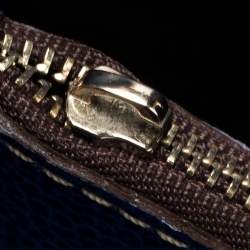 Pre Owned Carolina Herrera Blue Monogram Leather Matteo Tote