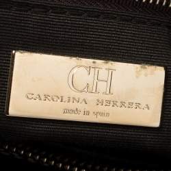 Pre Owned Carolina Herrera Blue Monogram Leather Matteo Tote