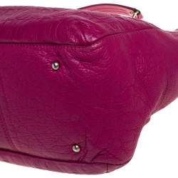Pre Owned Carolina Herrera Fuchsia Monogram Leather Audrey Tote