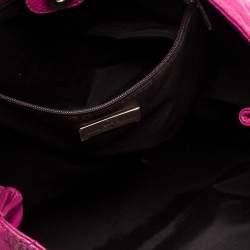 Pre Owned Carolina Herrera Fuchsia Monogram Leather Audrey Tote