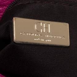 Pre Owned Carolina Herrera Fuchsia Monogram Leather Audrey Tote