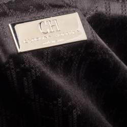 Pre Owned Carolina Herrera Navy Blue Pebbled Leather Large Matteo Tote