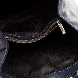 Pre Owned Carolina Herrera Navy Blue Pebbled Leather Large Matteo Tote