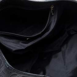Pre Owned Carolina Herrera Black Monogram Leather Chain Hobo
