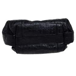 Pre Owned Carolina Herrera Black Monogram Leather Chain Hobo