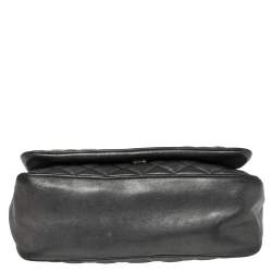 Pre Owned Carolina Herrera Dark Grey Quilted Leather Flap Chain Bag