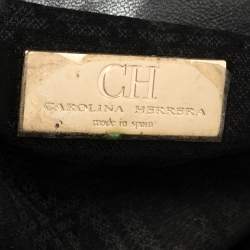 Pre Owned Carolina Herrera Dark Grey Quilted Leather Flap Chain Bag