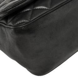 Pre Owned Carolina Herrera Dark Grey Quilted Leather Flap Chain Bag