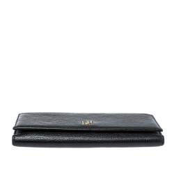 Pre Owned Carolina Herrera Black Leather Flap Continental Wallet