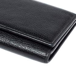 Pre Owned Carolina Herrera Black Leather Flap Continental Wallet