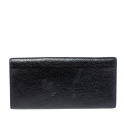 Pre Owned Carolina Herrera Black Leather Flap Continental Wallet