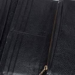 Pre Owned Carolina Herrera Black Leather Flap Continental Wallet