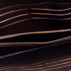 Pre Owned Carolina Herrera Brown Monogram Leather Zip Around Wallet