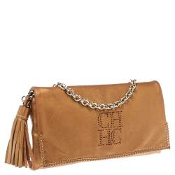 Carolina Herrera Brown Leather Chain Shoulder Bag