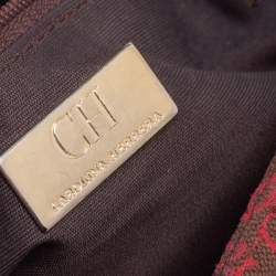 Carolina Herrera Red Monogram Canvas and Leather Shoulder Bag