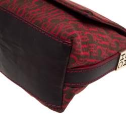 Carolina Herrera Red Monogram Canvas and Leather Shoulder Bag