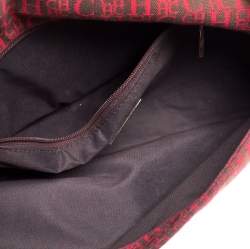 Carolina Herrera Red Monogram Canvas and Leather Shoulder Bag
