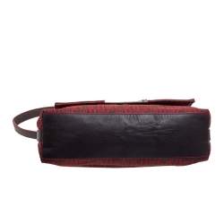 Carolina Herrera Red Monogram Canvas and Leather Shoulder Bag
