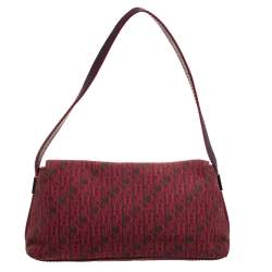 Carolina Herrera Red Monogram Canvas and Leather Shoulder Bag