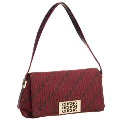 Carolina Herrera Red Monogram Canvas and Leather Shoulder Bag