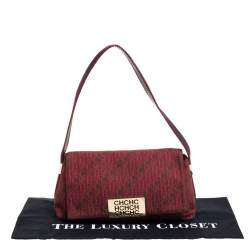 Carolina Herrera Red Monogram Canvas and Leather Shoulder Bag