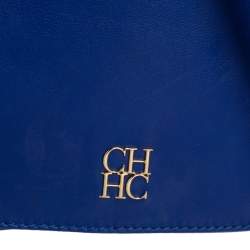 Pre Owned Carolina Herrera Blue Leather New Baltazar Flap Shoulder Bag