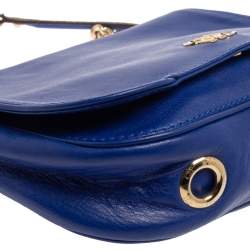 Pre Owned Carolina Herrera Blue Leather New Baltazar Flap Shoulder Bag