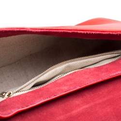 Pre Owned Carolina Herrera Red Leather Bow Flap Shoulder Bag