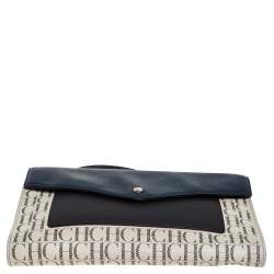 Pre Owned Carolina Herrera Multicolor Monogram Coated Canvas and Leather Envelope Flap Shoulder Bag