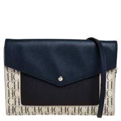 Pre Owned Carolina Herrera Multicolor Monogram Coated Canvas and Leather Envelope Flap Shoulder Bag